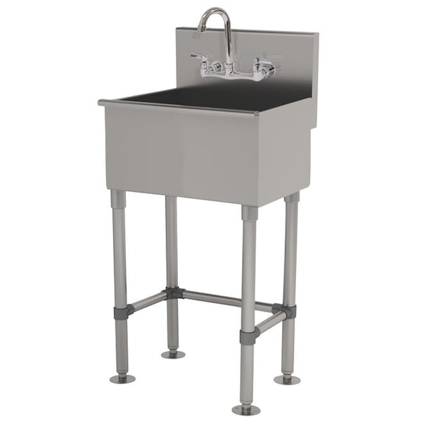 22x19.5 16 Ga. 304 SS Floor Mt Square Corner Svc Sink - Faucet Incl